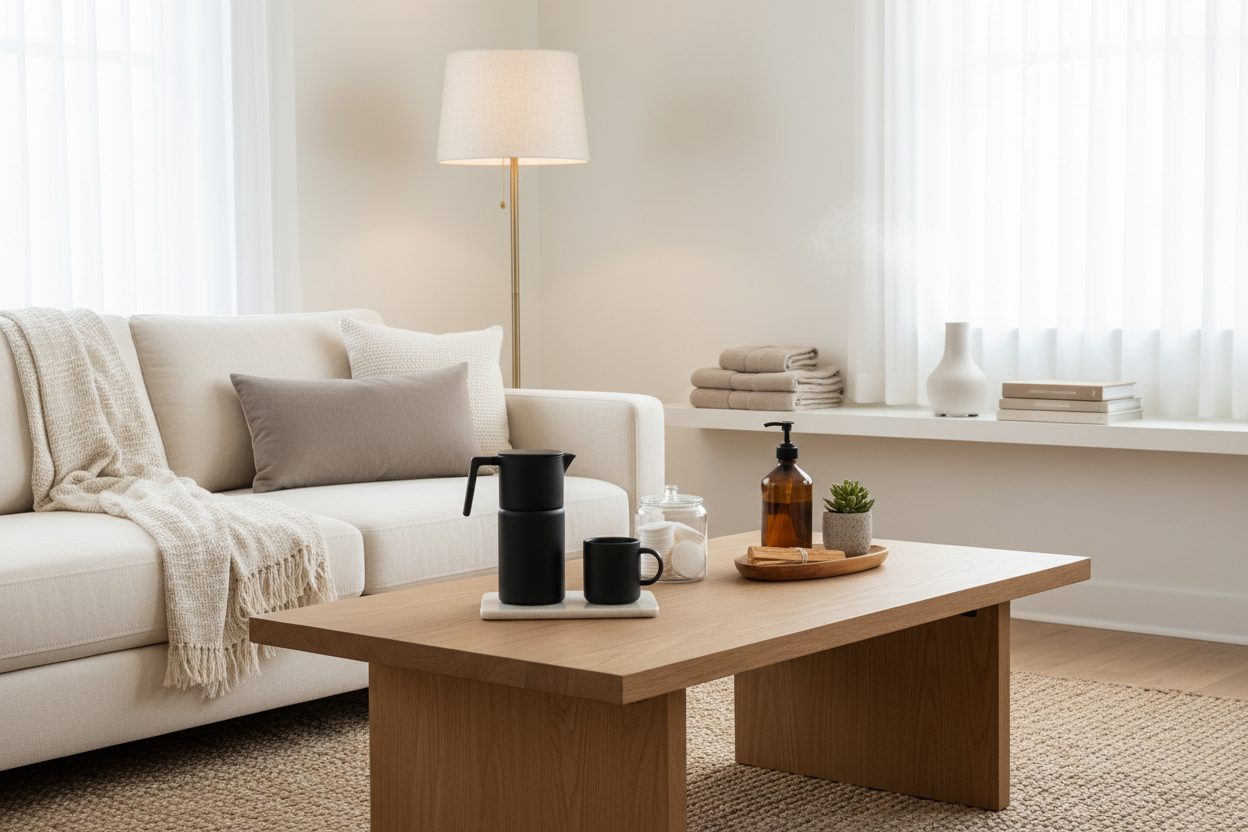 Fondo de hogar con productos indispensables